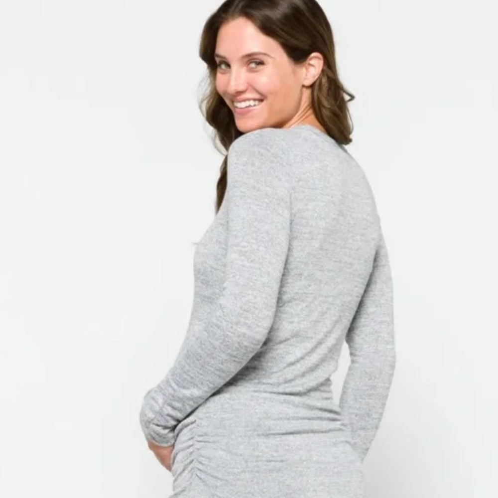 Market & Spruce Alma Long Sleeve Maternity Shirt, Heathered Gray